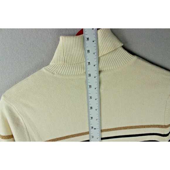 Anne Klein Turtleneck Sweater - Small - Colorblock - Black/Cream/Gold - Picture 7 of 10
